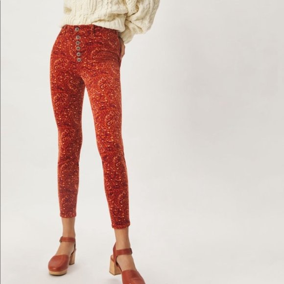 NWT stretchy corduroy high waisted skinny Anthropologie Pilcro pants size 30 - Picture 3 of 13
